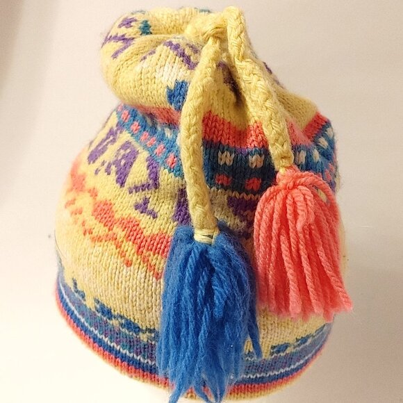 ATTRACTIVE VINTAGE Wool SKI Hat BRIGHT COLOURS HANDMADE IN CANADA Murray Merkley - Picture 3 of 8